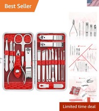 Manicure Set 18 in 1 Nail Clippers, Stainless Steel Professional Grooming Kit...