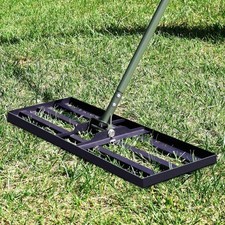 20"x10" Stainless Steel Lawn Leveling Rake Heavy Duty Full-Closed Base Rubber Ha