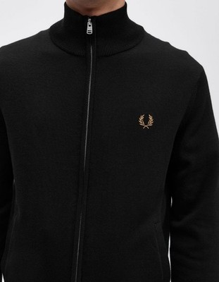 FRED PERRY CLASSIC ZIP THROUGH CARDIGAN K4534 439 BLACK  NEW WITH TAGS