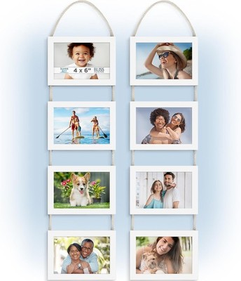 6x4 Wandbehang Bilderrahmen Collage 8 Öffnungen Winterweiß 2 Stück