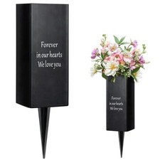 Metal Cemetery Vase Flower Holder with Spikes in Ground Grave Vases for Gravesit