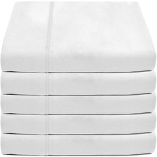 Bare Home Queen Flat Sheet 1800 Ultra-Soft Hotel Luxury Double Brushed 5 Pack Wh