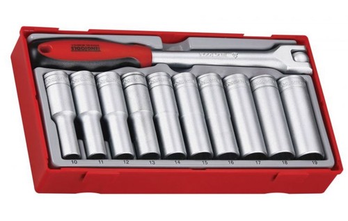 Teng Tools TT1211 - 1/2" Antrieb tief metrisch Steckschlüsselsatz - flexibler Griff - 11-teilig