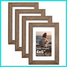 4x6 Frame Brown Wood, Solid Wood 4 x 6 Picture Frame with Acrylic Plexiglass ...