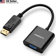 AIMHDUTY Displayport to VGA Adapter, Gold Plated DP Male Female BLACK