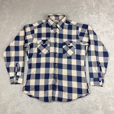 VTG Levi Strauss Flannel Shirt Mens Large Buffalo Plaid Blue Tab Button Up USA