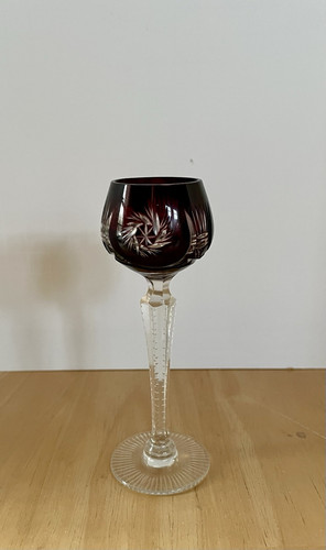 RUBY RED~Diamond Cut~CRYSTAL~Cordial~LIQUOR~Glasses~BARWARE~5” Spinning Star