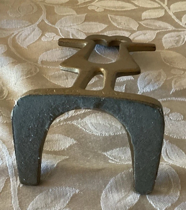 SMALL 7.5”x4” MID CENTURY METAL SCULPTURE JAPANESE CUBIST MODERNISM STATUE