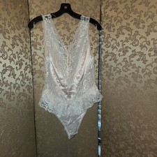 Lily of France Vintage Pastel Pink Lace Peplum Romper Teddy Size Small S