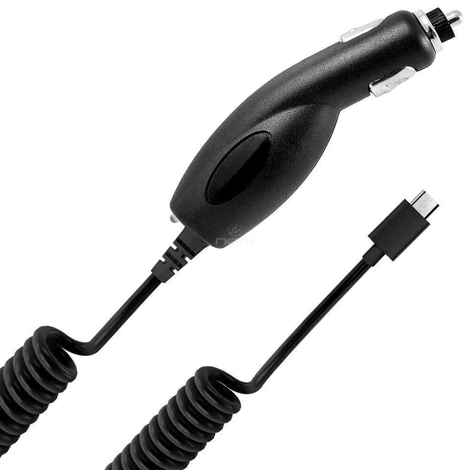 Premium Micro USB Black Color Auto Universal Car Charger Coiled Cable DC Adapter - Image 2 of 4