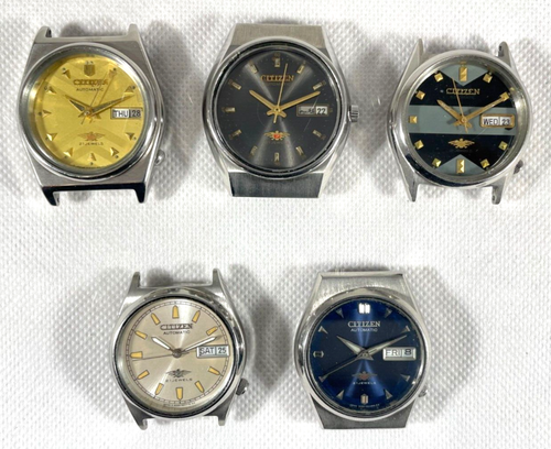 JOB LOT OF 5 VINTAGE CITIZEN 21 J AUTOMATIC JAPAN WRIST WATCHES WORKING ORDER