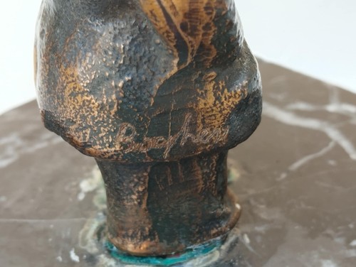 Skulptur IN Bronze von Franz aus der Mittelklasse Sign. Auf Basis Marmor Schwarz - Bild 10 von 14