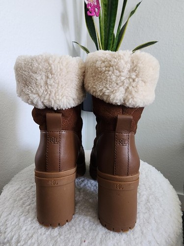 RALPH LAUREN Womens Coraline Shearling Trim Suede Boots style 100035745 Size 6.5 - Picture 3 of 3