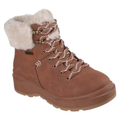 SKECHERS LADIES SHOES Skechers 168087 Park City Ladies Chestnut Brown Lace Up Ankle Boots