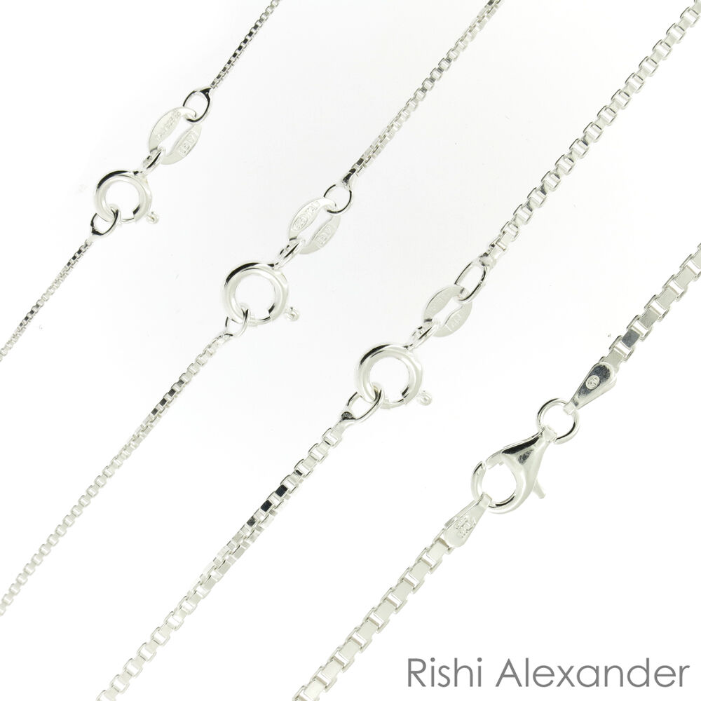 925 Sterling Silver BOX Chain Necklace All Sizes Stamped 925 Sterling Silver BOX Chain Necklace All Sizes Stamped