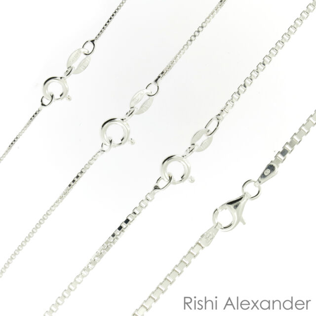 925 Sterling Silver BOX Chain Necklace All Sizes Stamped .925 Italy