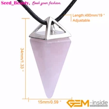 Natural Semi Precious Charm Pyramid Beads Jewelry Pendant Necklace 16'' Gift