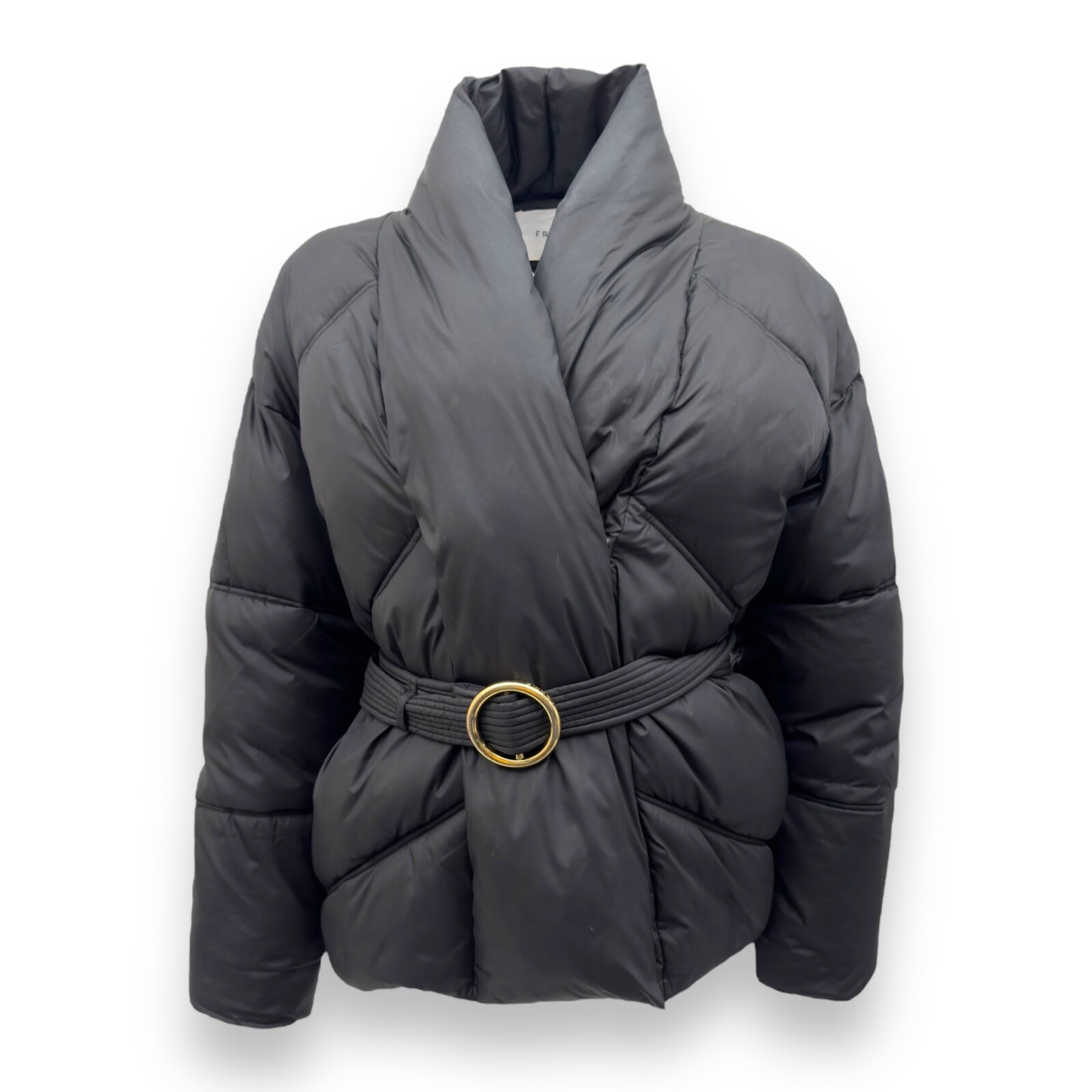 FRAME BELTED WRAP PUFFER JACKET BLACK M RRP£350