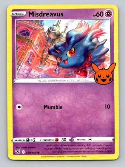 2022 Pokemon Card Trick Or Trade Misdreavus 58/189