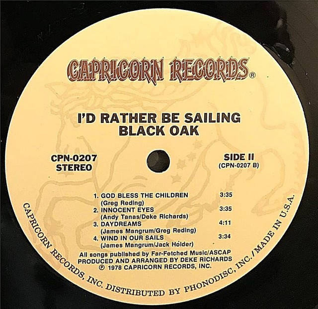 BLACK OAK ARKANSAS "I'd Rather Be Sailing" Vinyl LP 1978 CPN0207
