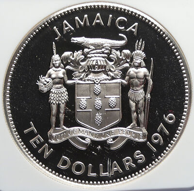 1976 JAMAICA Admiral Horatio Nelson Royal Navy SILVER 10 Dollar