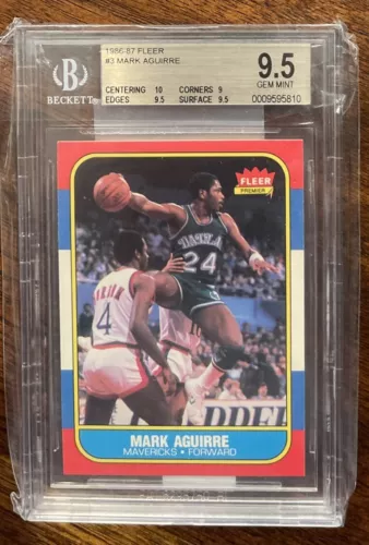 1986 FLEER BASKETBALL #3 MARK AGUIRRE BGS 9.5 GEM MINT WITH 10 PRISTINE CENTER ~