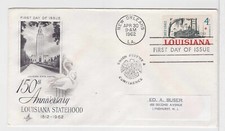 TurtlesTradingPost- Louisiana Statehood- 1962 - #1197 FDC Artcraft Cachet