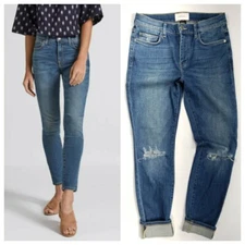 Current/Elliott High Waist Ankle Skinny Jeans 29 x 29 modal distressed knee hole