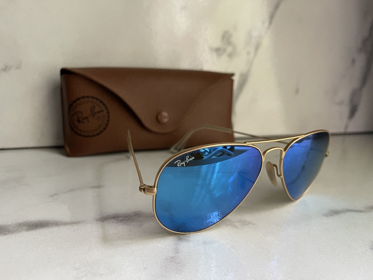New! RAY-BAN Blue Gradient Aviators with Gold Frame 58mm Glasses Aviator Remix Blue Gradient Ray-Ban Aviator Gradient  main image 4
