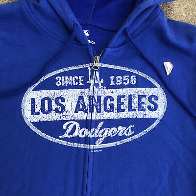 Los Angeles Dodgers Sweater Mens Large Blue Hoodie Baseball Fanatics Zip Up