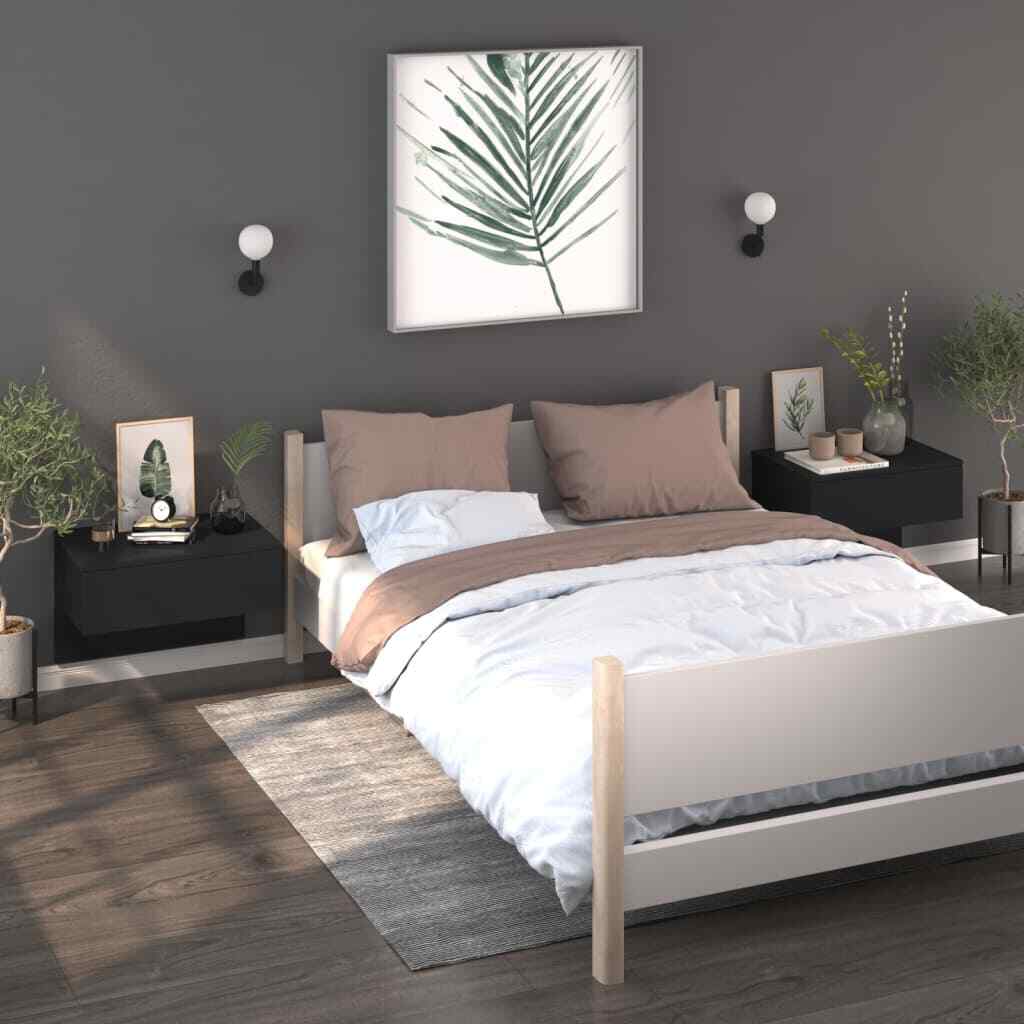 vidaXL Wall-mounted Bedside Cabinets 2 pcs Black Quality
