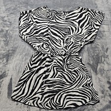 Miken Swim Suit cover up Womens Small animal print sheer smocked waist