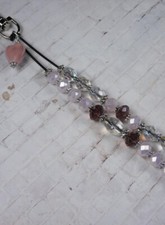 Pink Heart Beaded Purse Charm Bag Clip Crystal Glass Rhinestone Handmade New