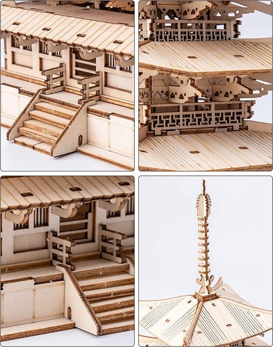 Rolife 275pcs DIY 3D Five-storied Pagoda Wooden Puzzle Game Building Toys Gifts - Picture 6 of 10