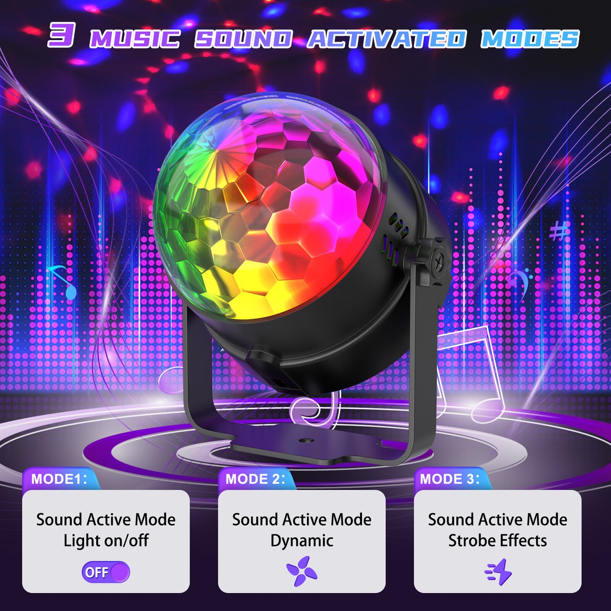 Party Magic Disco Ball Light LED Club RGB Rotating Club DJ Stage Lights  +Remote