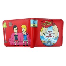 Beavis and Butthead Themed Faux Leather Bifold Wallet W/ ID Holder Coin Holder