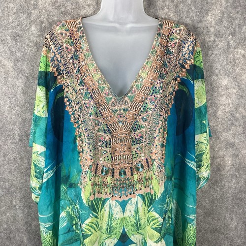 Avenue Kaftan Island Escape Boho Flowy Dress Cover Up Midi 22/24 Multi Color - Picture 4 of 15