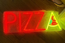 Neon Pizza Sign USB CHARGER Included With Dimmer Settings 15x6  