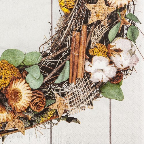 20 Servietten Nachhaltig Country Wreath Landhaus Winter Kranz Baumwolle 33X33Cm-image