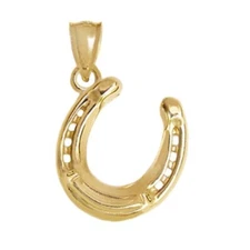 New 14k Yellow Gold Horseshoe Pendant
