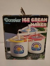 Vintage DONVIER Ice Cream Maker chillfast Pink Rim 2-Pints Made in Japan Clean