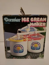 Vintage DONVIER Ice Cream Maker chillfast Pink Rim 2-Pints Made in Japan Clean