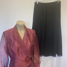 Alex Evenings size LP pink jacket w/ black buttons  black skirt suit  Outfit