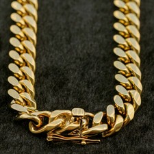 14mm 18K Gold Plated 316L Stainless Steel Miami Cuban Link Bracelet Chain Set
