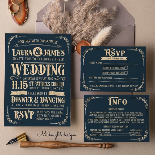Personalised Wedding Invitation set - Information card - RSVP card Evening (W1) - 第 13/63 張圖片
