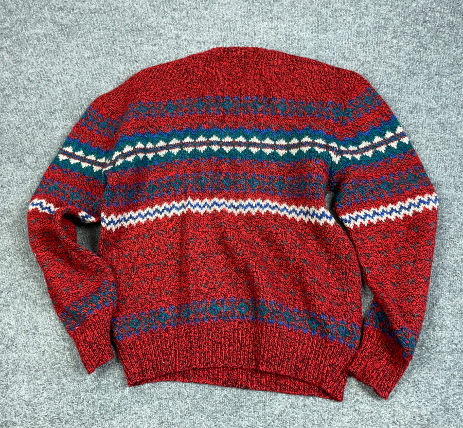 VTG 90s Red Heavy Wool Geometric 