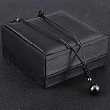 Unisex Natural Hematite / Lava Stone Sphere Pendant Necklace Fashion Jewelry NEW