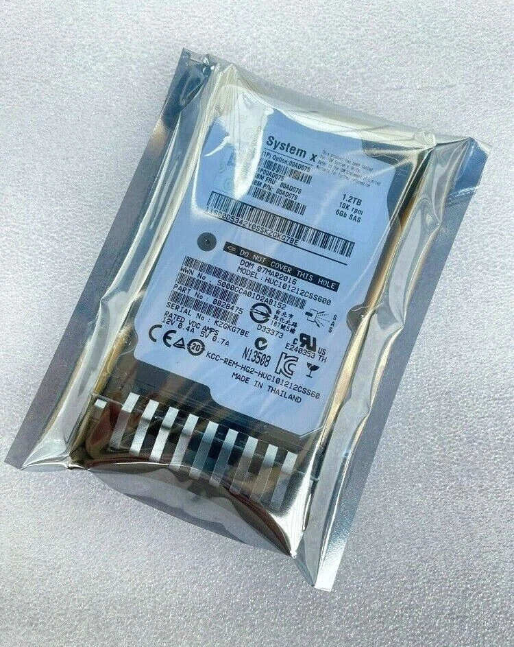 IBM 00AD076 00AD079 00AD077 00AD075 1.2TB 2.5" 10K 6G G2HS SFF SAS Hard Drive - Image 2 of 4