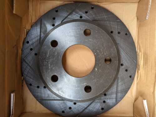R1 Concepts Front Drilled Slotted Black Zinc Brake Rotors Pads - Picture 3 of 3
