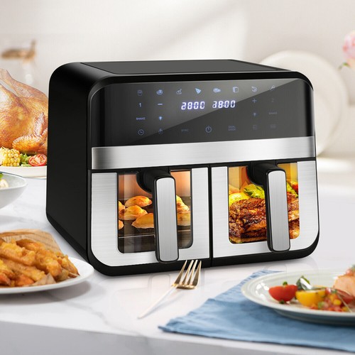 Dual Zone Air Fryer 9L Large, 8 Functional Cooking Presets Air Fryer 2 Jxsmumwjo